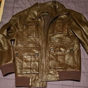Leather Brown Bomber Jacket